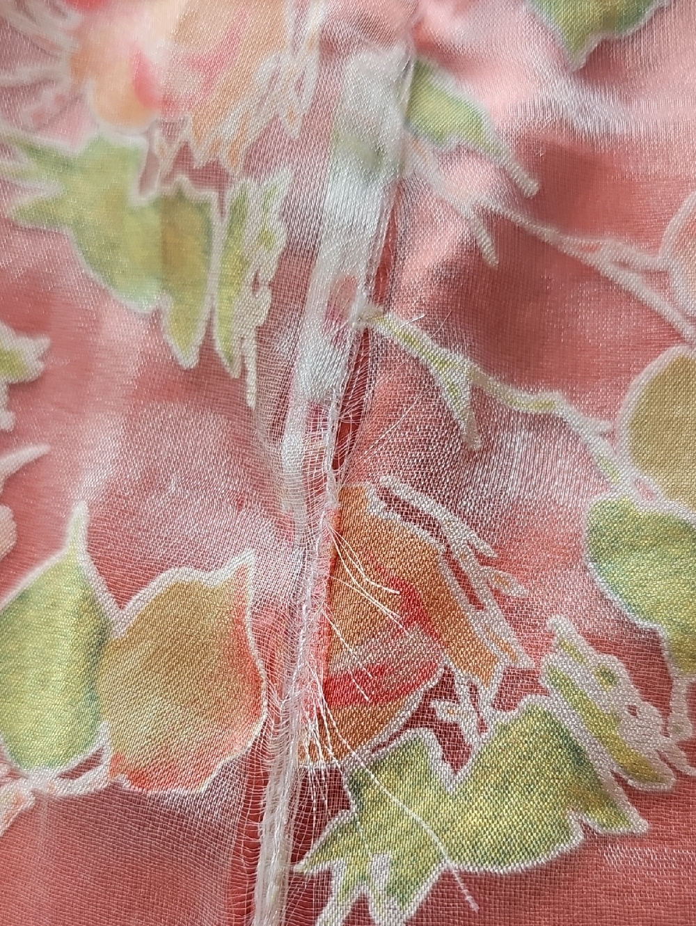 Neiman Marcus Coral Pink Floral Pencil Skirt,  Sheer Overlay. Size 4 - Picture 5 of 9